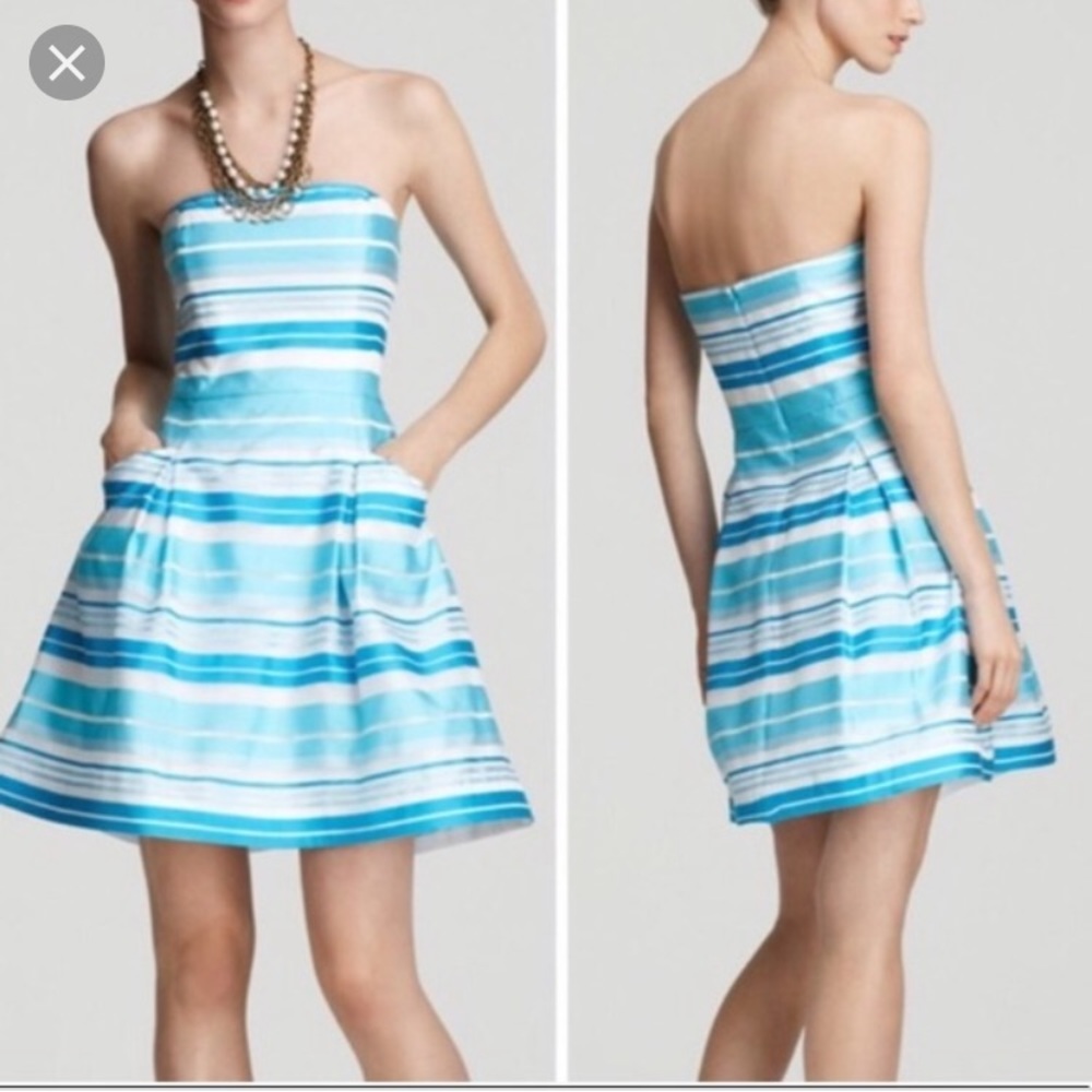 Lilly Pulitzer Blue and White Strapless Dress